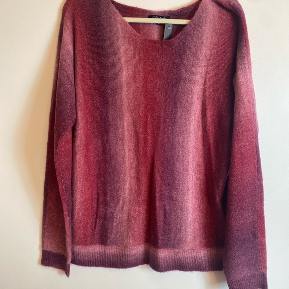 CHARLIE B Women's Dolman L/S Ombre Space Dye Striped Wine Sweater Size L NEW - Picture 3 of 12
